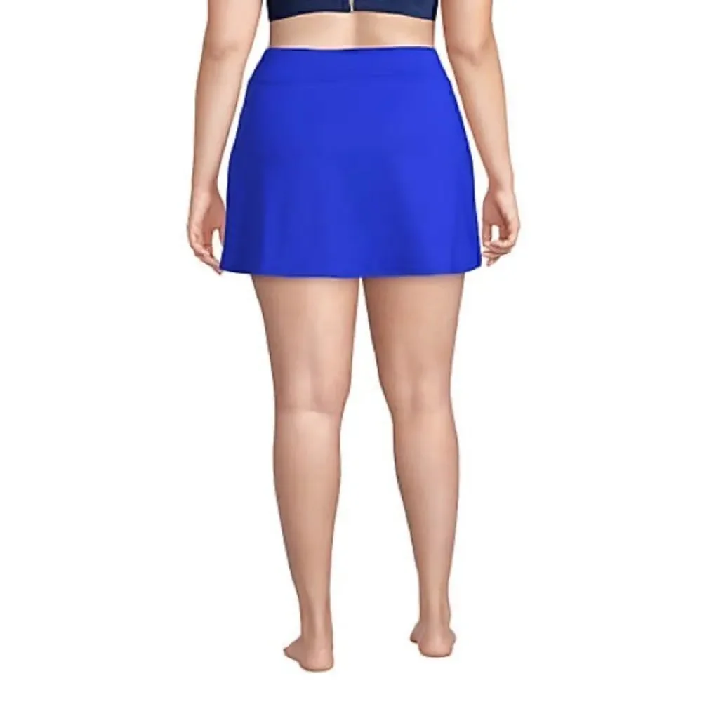 Land’s End plus size tummy control electric blue swim skirt panty in sizes below